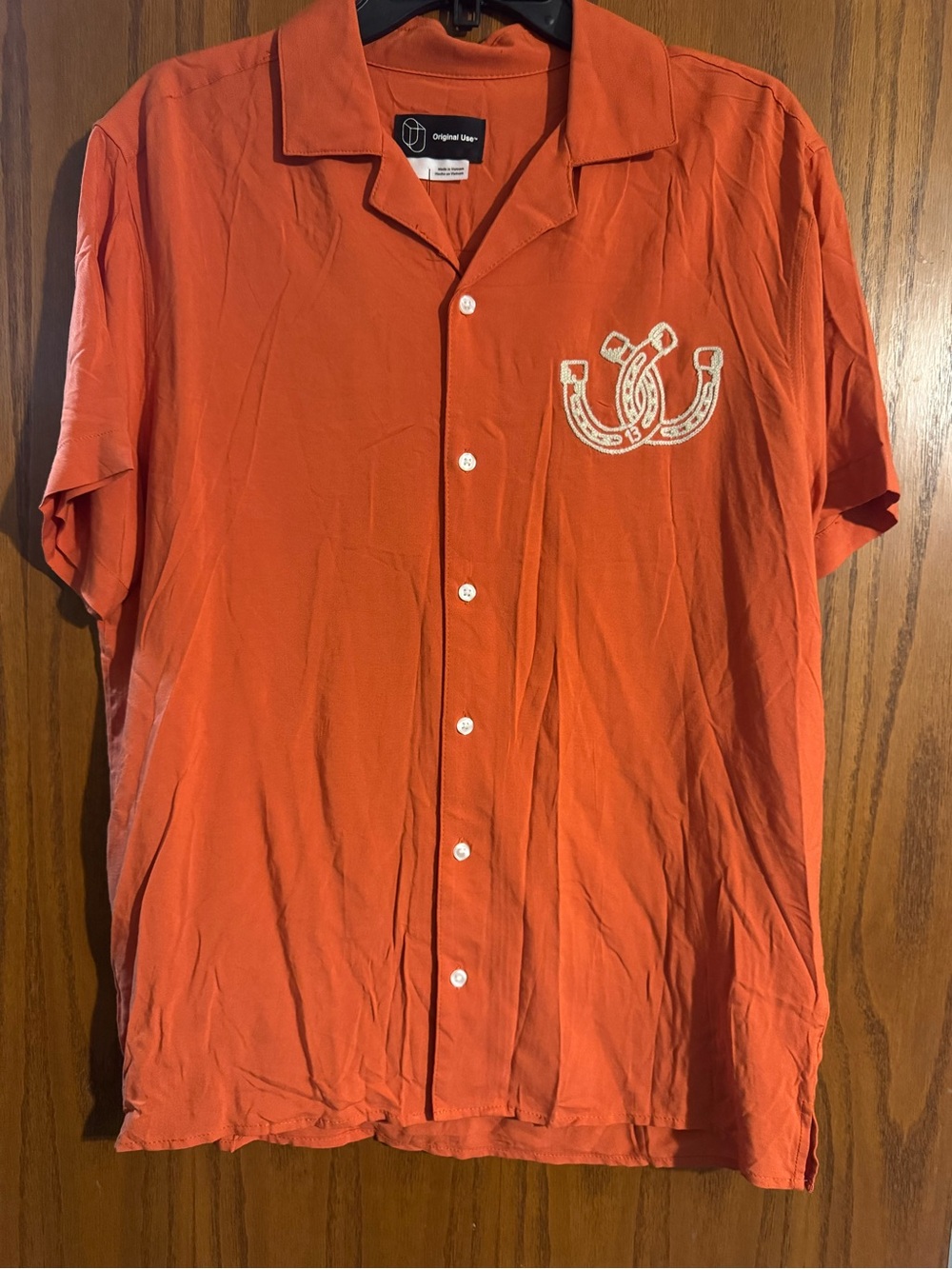 Original Use Orange Short-Sleeve Button-Up Shirt